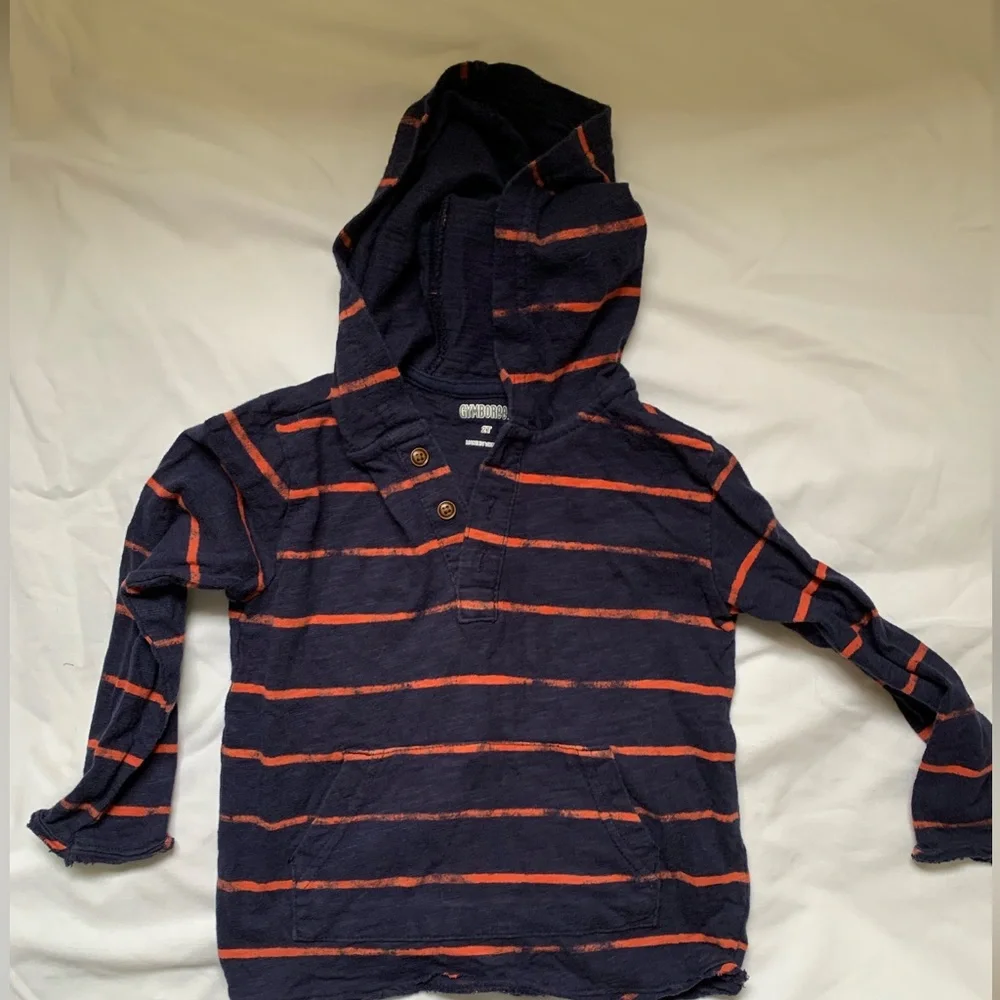 Gymboree hooded tshirt navy striped 2t